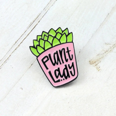 Plant Lady Enamel Pin Badges